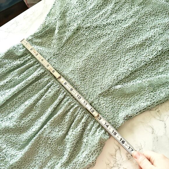 Calvin Klein Mock Neck Sleeveless Lace A-Line‎ Dress women's size 8 sage green - Picture 10 of 12